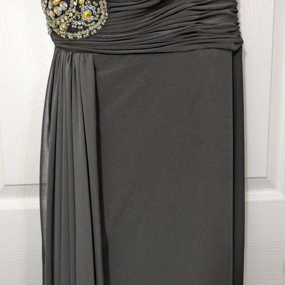 Tiffany Designs Black Rhinestone Sequin Crossover Sleeveless Prom Maxi Dress - 6 - Picture 8 of 16